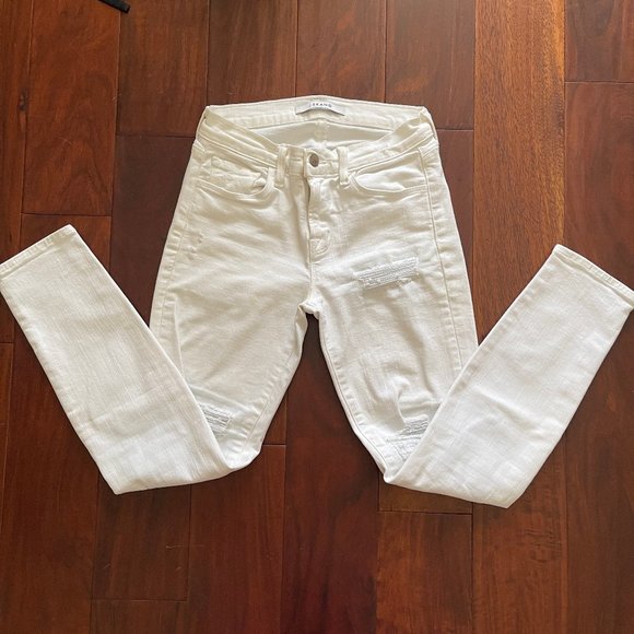 J BRAND  ripped distressed  STRETCHY WHITE SKINNY DENIM JEANS 26 - Picture 4 of 9
